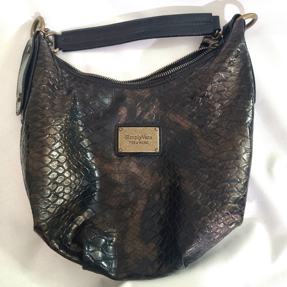 Simply Vera Wang Faux Crocodile Hobo bag